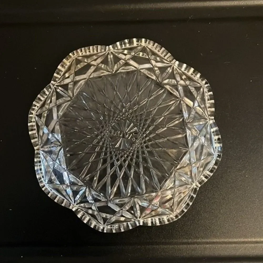 Avon Vintage Glass Soap Dish Candy Plate Diamond Cut Stars